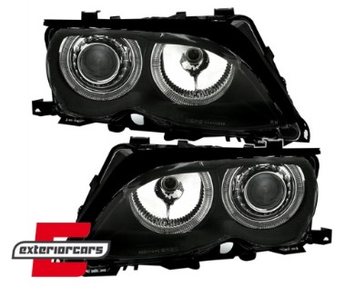 Prednja svjetla Angel Eyes (crna) / BMW serije 3 E46 Facelift limuzina karavan (2001-2005), LPBM86