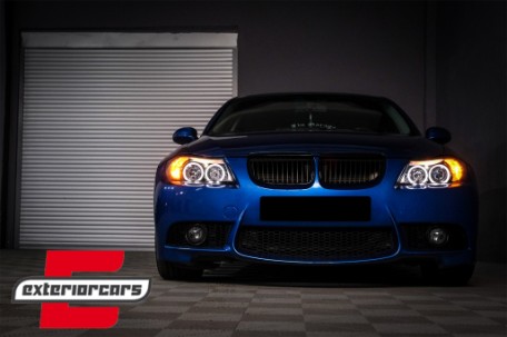 Prednja svjetla Angel Eyes (crna) / BMW serije 3 E90 limuzina E91 karavan (03.2005-08.2008), LPBM76