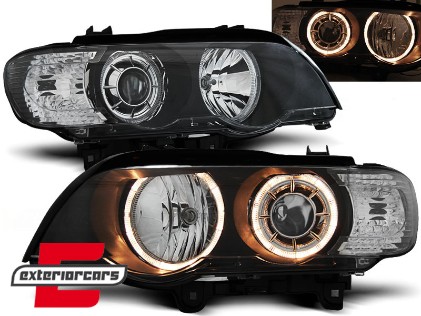 Prednja svjetla Angel Eyes (crna) / BMW X5 E53 (1999-2003), LPBM59