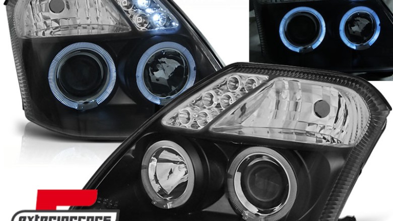 Prednja svjetla Angel Eyes (crna) / Citroen C2 (2003-2009), LPCI08