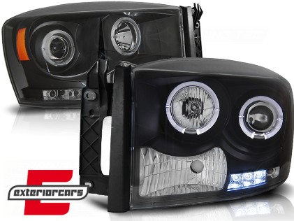 Prednja svjetla Angel Eyes (crna) / Dodge RAM (2006-2008), LPDO06