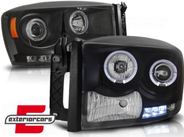 Prednja svjetla Angel Eyes (crna) / Dodge RAM (2006-2008), LPDO06