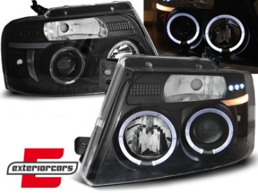 Prednja svjetla Angel Eyes (crna) / Ford F150 Mk11 (2004-2008), LPFO40