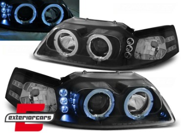 Prednja svjetla Angel Eyes (crna) / Ford Mustang (1998-2004), LPFO33