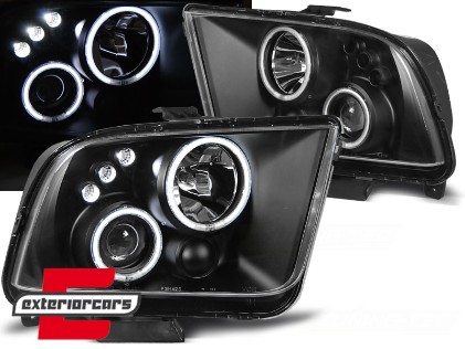 Prednja svjetla Angel Eyes (crna) / Ford Mustang (2004-2009), LPFO31