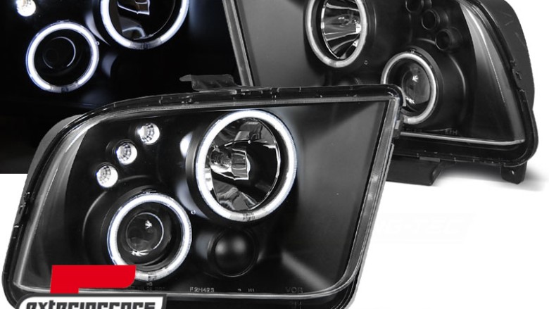 Prednja svjetla Angel Eyes (crna) / Ford Mustang (2004-2009), LPFO31