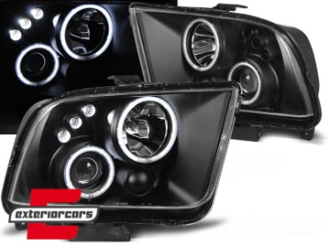 Prednja svjetla Angel Eyes (crna) / Ford Mustang (2004-2009), LPFO31
