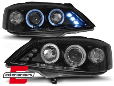 Prednja svjetla Angel Eyes (crna) / Opel Astra G (1997-2004), LPOP18