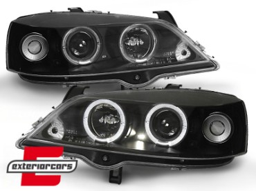 Prednja svjetla Angel Eyes (crna) / Opel Astra G (1997-2004), LPOP19