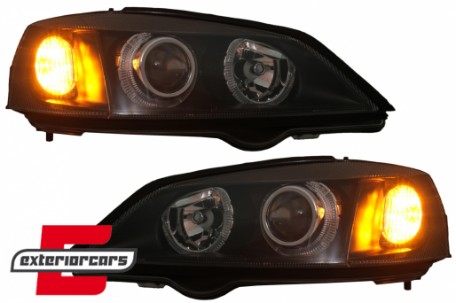 Prednja svjetla Angel Eyes (crna) / Opel Astra G (1997-2004), LPOP32