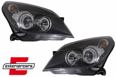 Prednja svjetla Angel Eyes (crna) / Opel Astra H (2004-2010), LPOP72