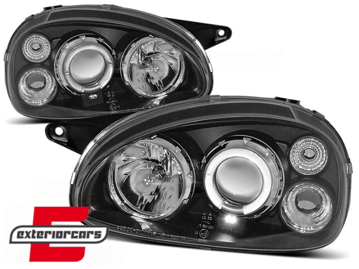 Prednja svjetla Angel Eyes (crna) / Opel Corsa B (1993-2000), LPOP14