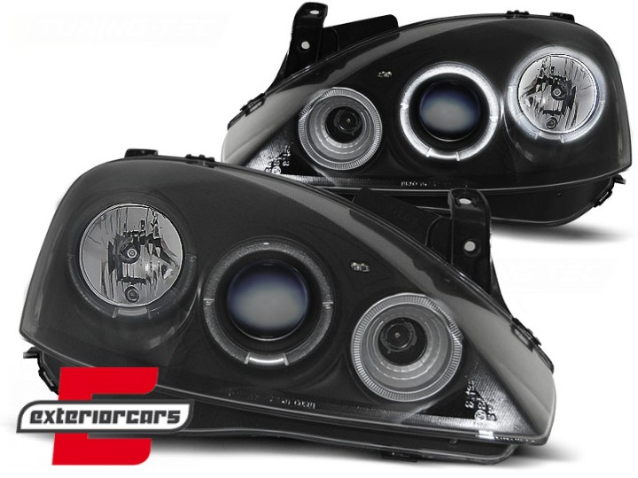 Prednja svjetla Angel Eyes (crna) / Opel Corsa C (2000-2006), LPOP29