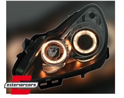 Prednja svjetla Angel Eyes (crna) / Opel Corsa D (04.2006-2011), LPOP70