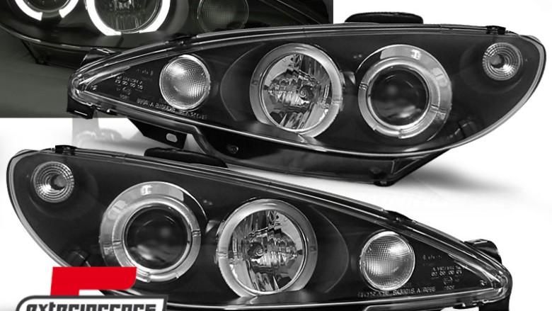 Prednja svjetla Angel Eyes (crna) / Peugeot 206 (2003-2009), LPPE03