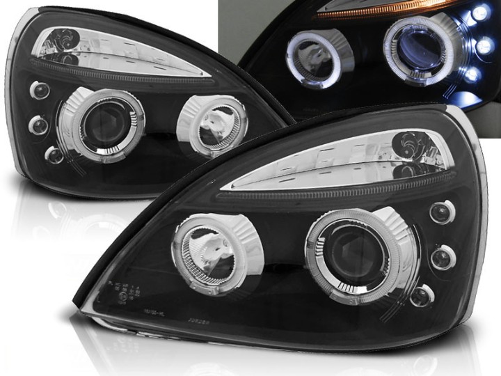 Prednja svjetla Angel Eyes (crna) / Renault Clio II (2001-2005), LPRE14
