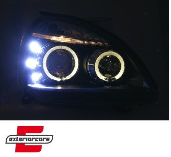 Prednja svjetla Angel Eyes (crna) / Renault Clio II (2001-2005), LPRE14