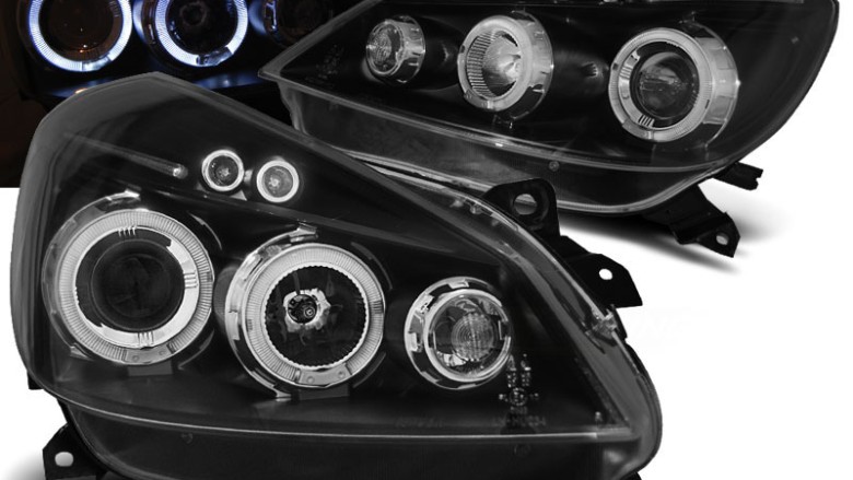 Prednja svjetla Angel Eyes (crna) / Renault Clio III (2005-2009), LPRE28