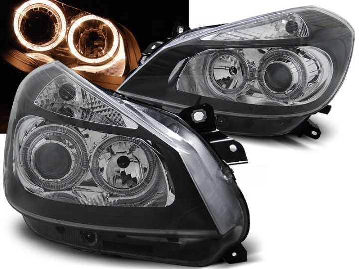 Prednja svjetla Angel Eyes (crna) / Renault Clio III (2005-2009), LPRE30
