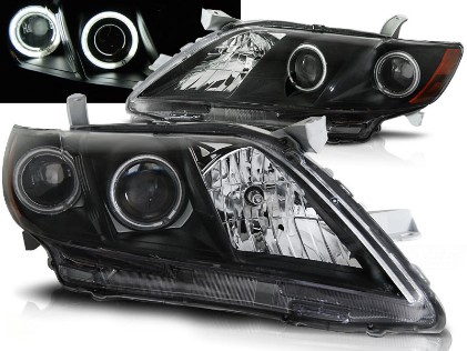 Prednja svjetla Angel Eyes (crna) / Toyota Camry 6 XV40 (2006-2009), LPTO10