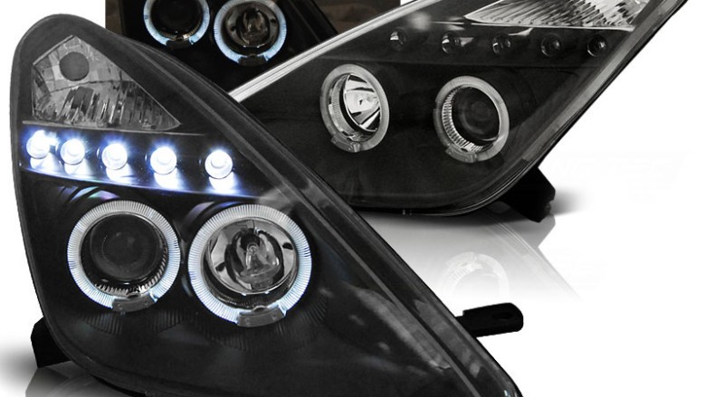 Prednja svjetla Angel Eyes (crna) / Toyota Celica T230 (1999-2005), LPTO14