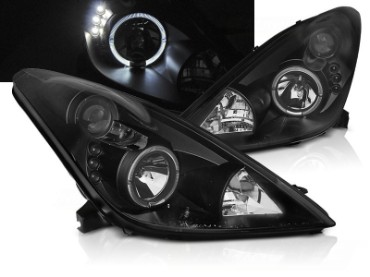 Prednja svjetla Angel Eyes (crna) / Toyota Celica T230 (1999-2005), LPTO36