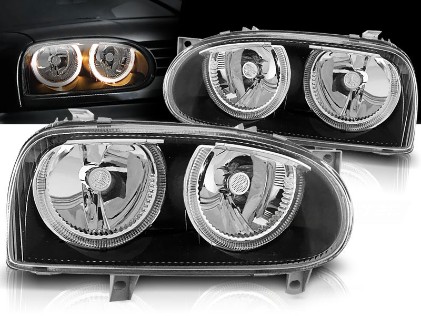 Prednja svjetla Angel Eyes (crna) / Volkswagen Golf 3 (09.1991-08.1997), LPVW29