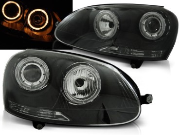 Prednja svjetla Angel Eyes (crna) / Volkswagen Golf 5 (2003-2008), LPVWH7