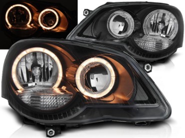 Prednja svjetla Angel Eyes (crna) / Volkswagen Polo 9N3 (04.2005-2009), LPVWE3
