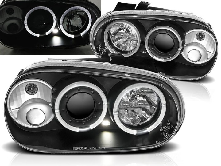 Prednja svjetla Angel Eyes (crna) / VW Golf 4 (1997-2005), LPVW07