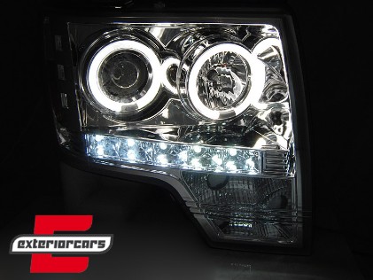 Prednja svjetla Angel Eyes dizajn (chrome) / FORD F150 MK12 (2008-2014), LPFO85