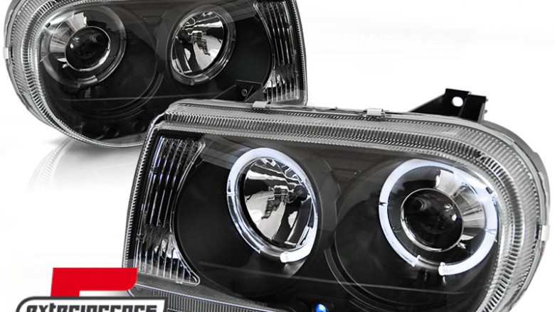 Prednja svjetla Angel Eyes dizajn (crna) / Chrysler 300C (2004-2010), LPCH10