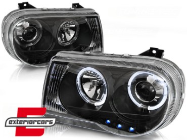 Prednja svjetla Angel Eyes dizajn (crna) / Chrysler 300C (2004-2010), LPCH10