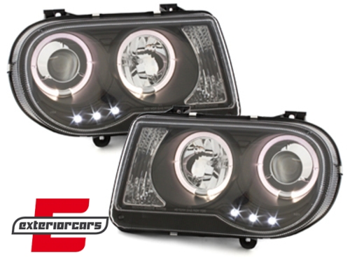 Prednja svjetla Angel Eyes dizajn (crna) / Chrysler 300C (2004-2010), LPCH10