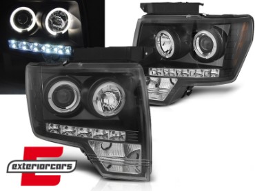 Prednja svjetla Angel Eyes dizajn (crna) / FORD F150 MK12 (2008-2014), LPFO86