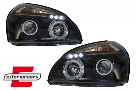 Prednja svjetla Angel Eyes dizajn (crna) / Hyundai Tucson (2004-2010), LPHU02