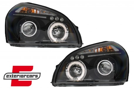 Prednja svjetla Angel Eyes dizajn (crna) / Hyundai Tucson (2004-2010), LPHU02