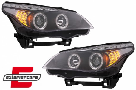 Prednja svjetla Angel Eyes LED žmigavci (crna) / BMW serije 5 E60 E61 (2003-2007), LPBM94