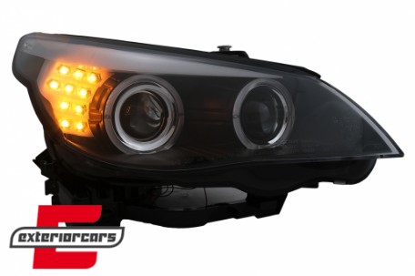Prednja svjetla Angel Eyes LED žmigavci (crna) / BMW serije 5 E60 E61 (2003-2007), LPBMC1