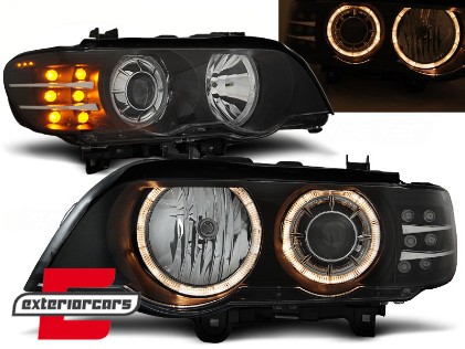Prednja svjetla Angel Eyes LED žmigavci (crna) / BMW X5 E53 (1999-2003), LPBMB5