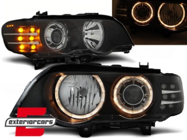 Prednja svjetla Angel Eyes LED žmigavci (crna) / BMW X5 E53 (1999-2003), LPBMB5
