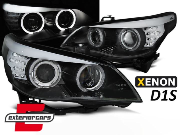 Prednja svjetla Angel Eyes LED žmigavci Xenon (crna) / BMW serije 5 E60 E61 (2005-2007), LPBMP0