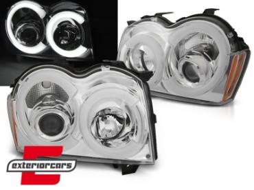 Prednja svjetla Angel Eyes LedBar (chrome) / Jeep Grand Cherokee WK (2005-2008), LPCH29