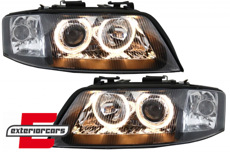 Prednja svjetla Angel Eyes Xenon (crna) / Audi A6 4B C5 (05.1997-05.2001), LPAU80
