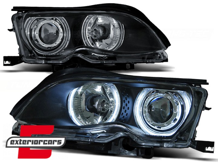 Prednja svjetla CCFL Angel Eyes (crna) / BMW serije 3 E46 Facelift limuzina karavan (2001-2005), LPBM32