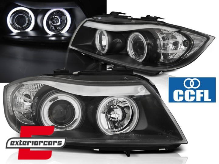 Prednja svjetla CCFL Angel Eyes (crna) / BMW serije 3 E90 limuzina E91 karavan (03.2005-08.2008), LPBMH7