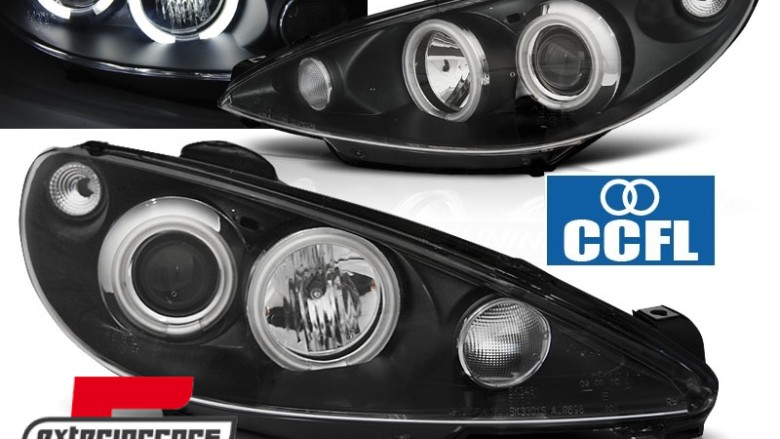 Prednja svjetla CCFL Angel Eyes (crna) / Peugeot 206 (2003-2009), LPPE29