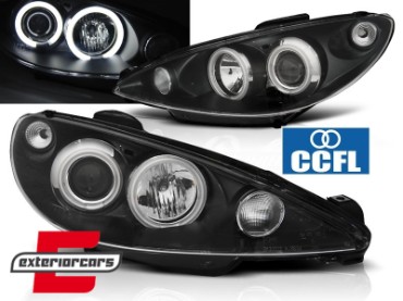Prednja svjetla CCFL Angel Eyes (crna) / Peugeot 206 (2003-2009), LPPE29