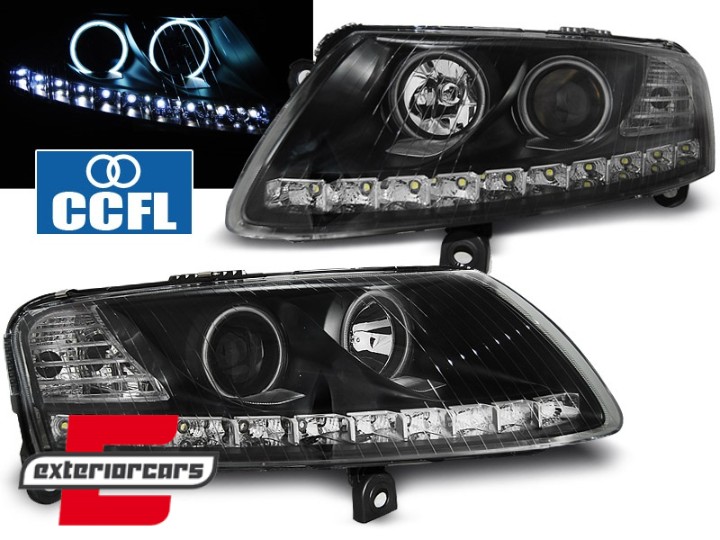 Prednja svjetla CCFL Angel Eyes LED DRL (crna) / Audi A6 C6 4F (04.2004-2008), LPAUA4
