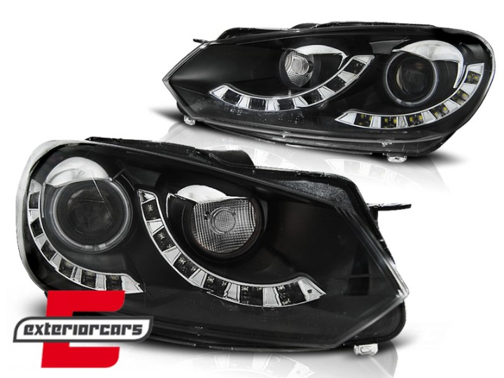 Prednja svjetla jednostruki True DRL (crna) / Volkswagen Golf 6 (10.2008-2012), LPVWI9